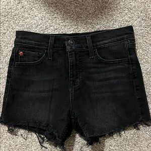 Hudson Jeans Black Frayed Denim Shorts